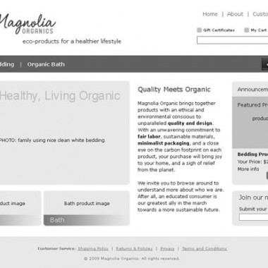 Wireframe for home page of ecommerce retailer Magnolia Organics